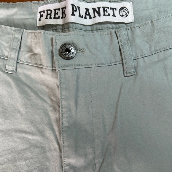 Free Planet Men's Flat Front Stretch Chino Shorts Light Green 32W, 9" Inseam - Picture 6 of 10